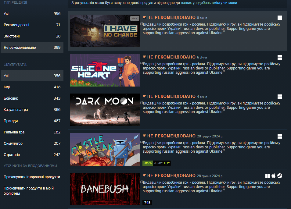 Куратор, що маркує російські ігри у Steam